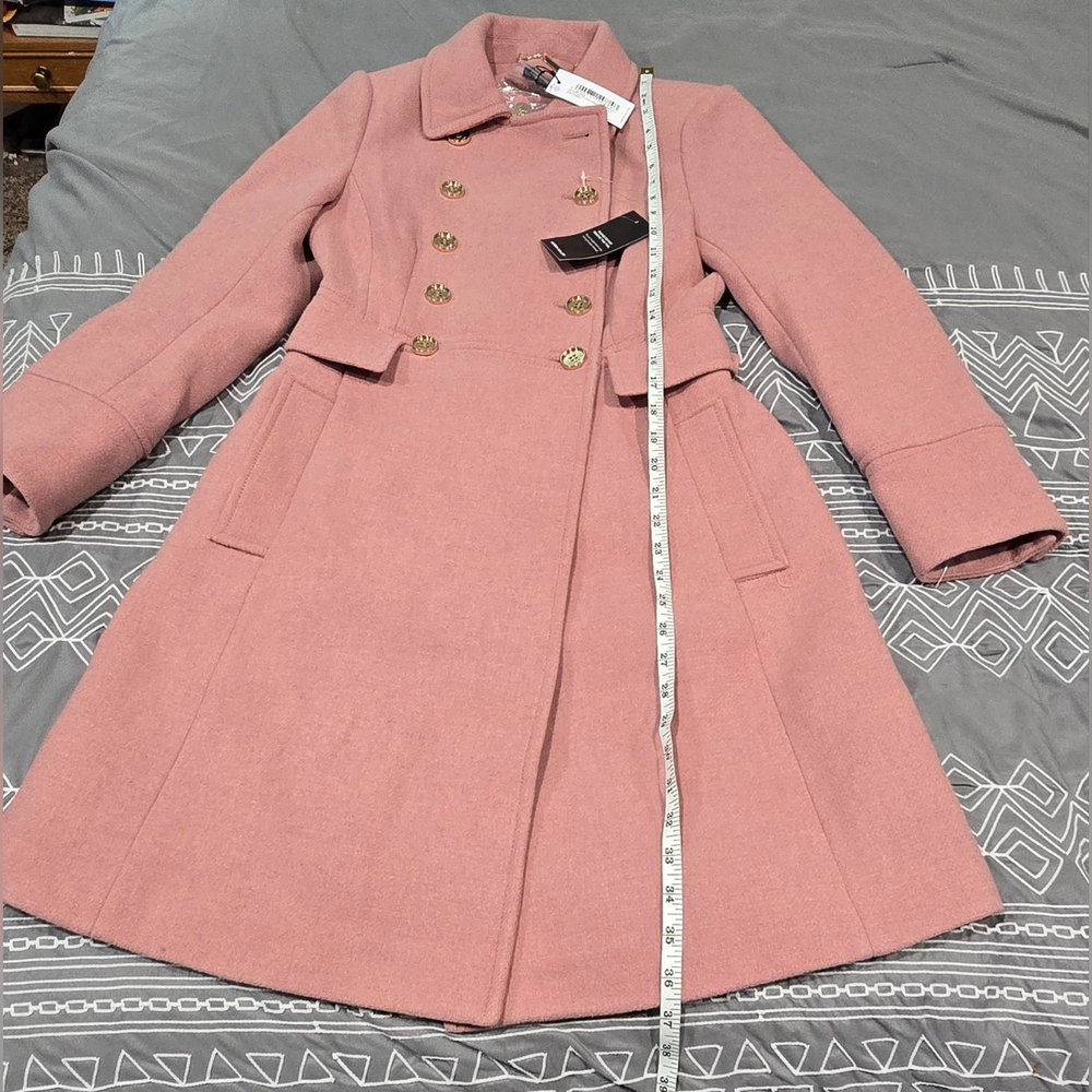 Karen Millen Petite Wool Button Front Double Breasted Princess Coat Size 2 - Picture 5 of 10